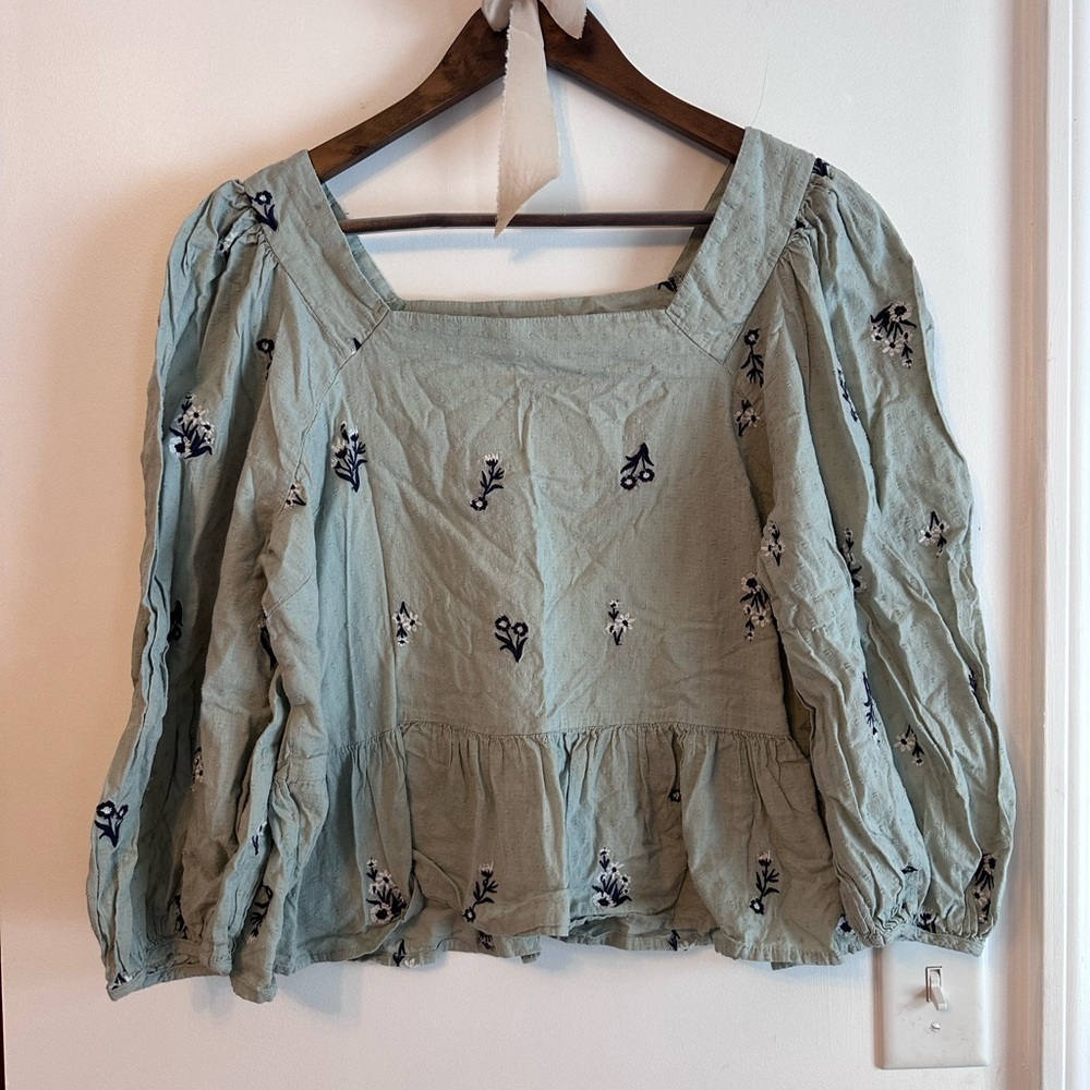 Cottage Core Floral Embroidered Women's Top